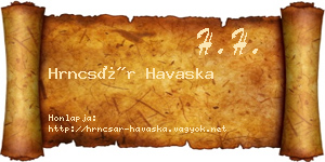 Hrncsár Havaska névjegykártya